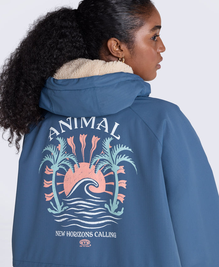 Hazey Womens Waterproof Beach Parka - Blue