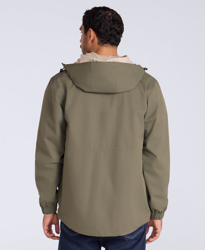 Pace Mens Waterproof Packable Jacket - Dark Khaki