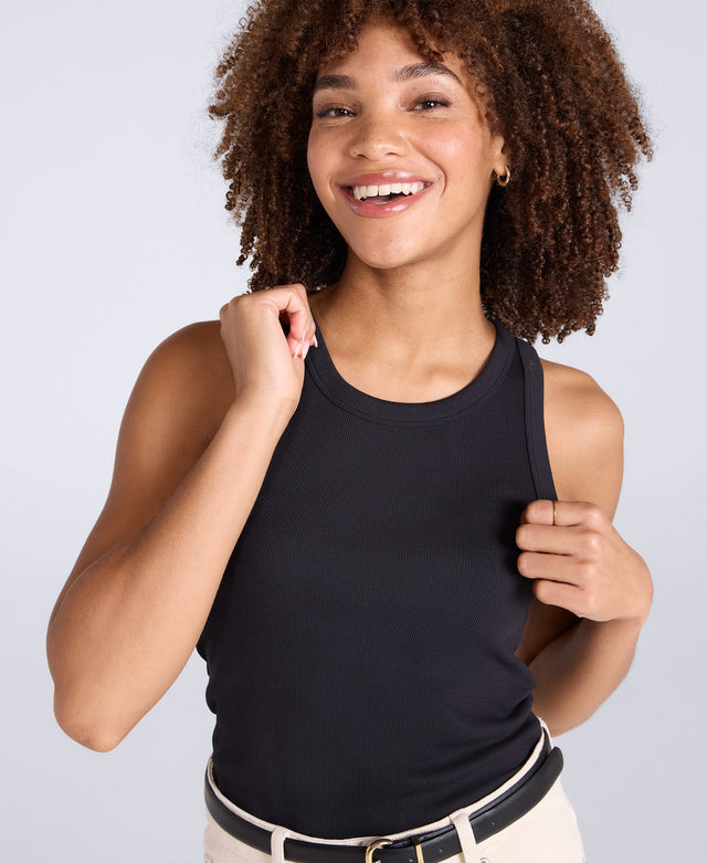 Ribbed Womens Tank Top - Black