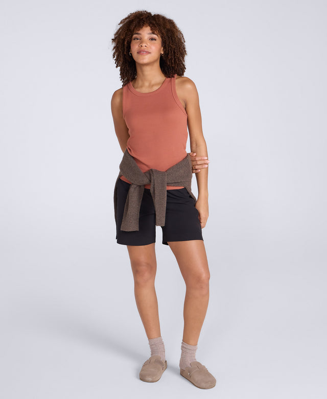 Ribbed Womens Tank Top - Rust