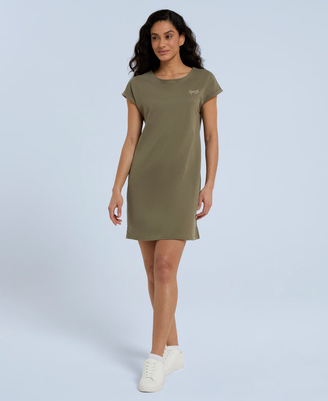 Holly Womens Organic Jersey Dress - Khaki