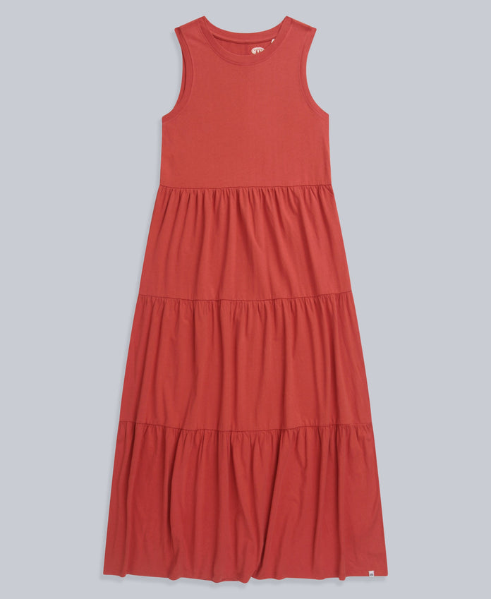 Womens Organic Jersey Maxi Dress - Coral