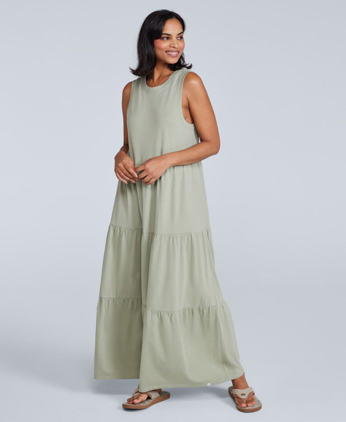 Womens Jersey Maxi Dress - Light Khaki Animal Womens Jersey Maxi Dress - Light Khaki Animal