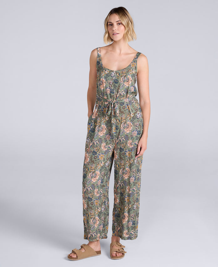 Flora Womens EcoVero Capri Jumpsuit - Light Khaki