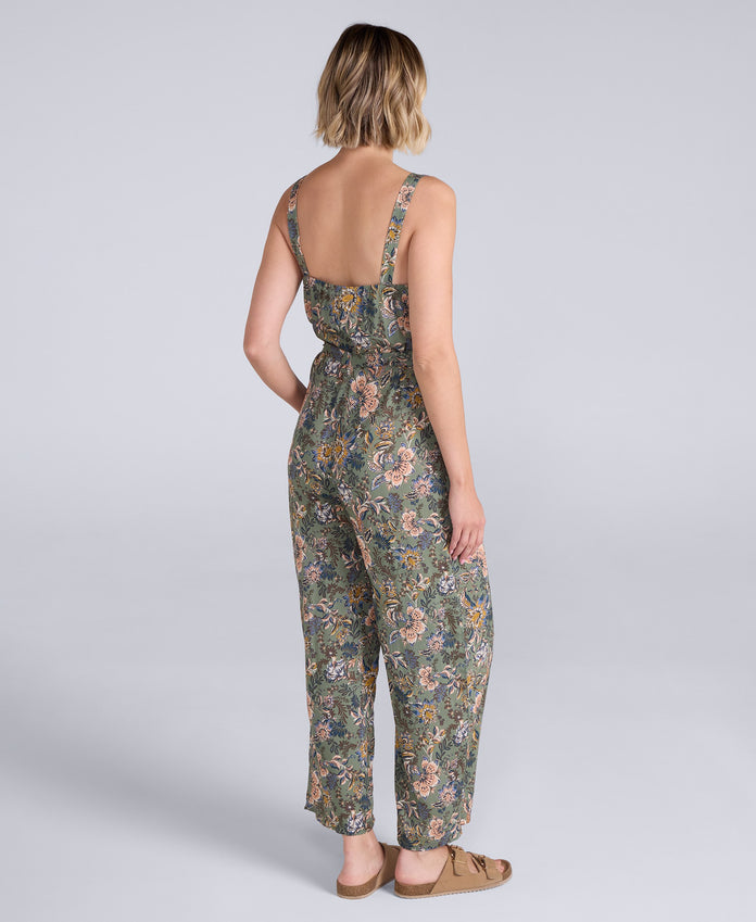 Flora Womens EcoVero Capri Jumpsuit - Light Khaki