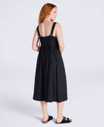 Linen Womens Midi Dress - Black