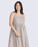 Linen Womens Midi Dress - Taupe