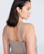 Linen Womens Midi Dress - Taupe