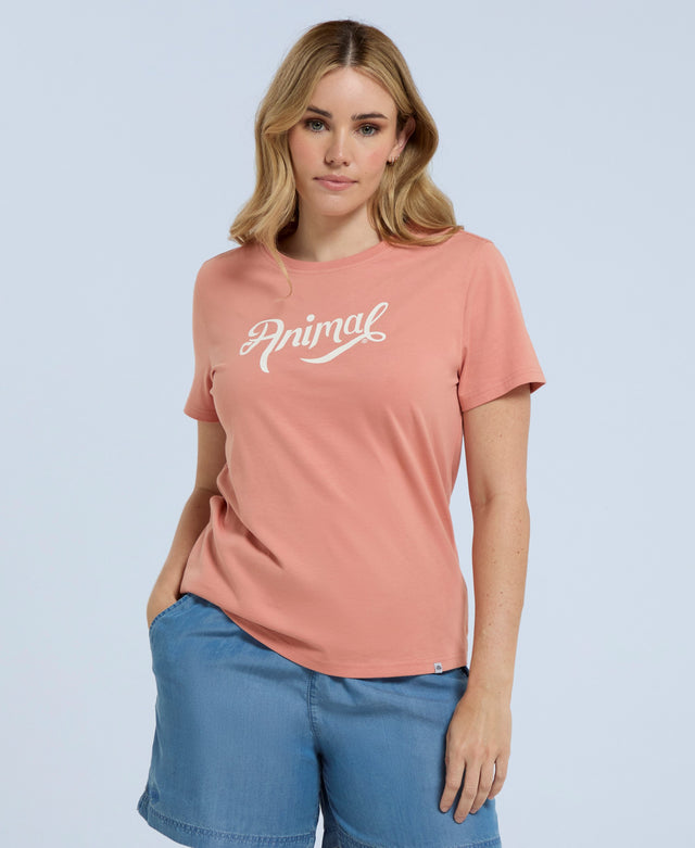 Marina Womens Script Logo Organic T-Shirt - Coral