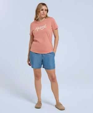 Marina Womens Script Logo T-Shirt - Coral