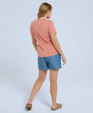 Marina Womens Script Logo T-Shirt - Coral