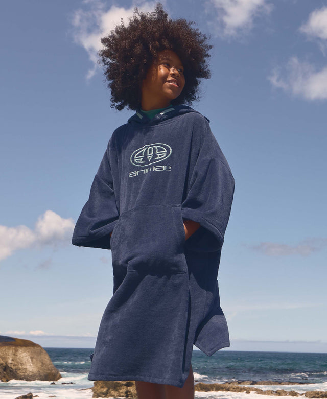 Gill Kids Towelling Poncho - Navy