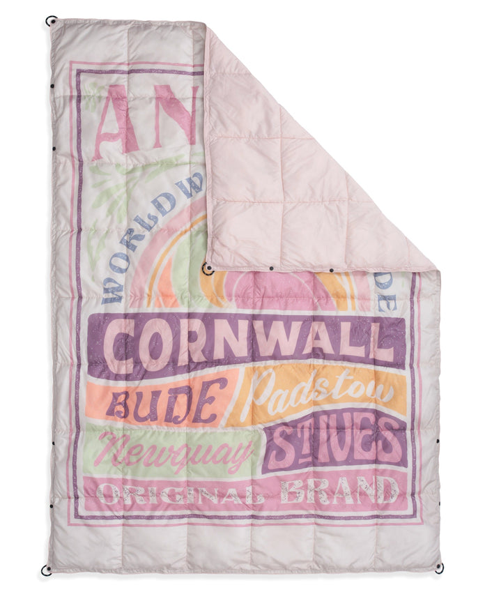 Printed Packaway Quilted Blanket - Beige
