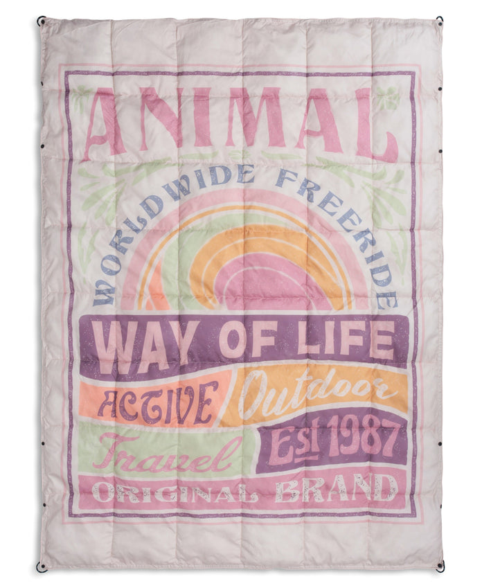 Printed Packaway Quilted Blanket - Beige
