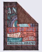 Printed Packaway Quilted Blanket - Dark Brown