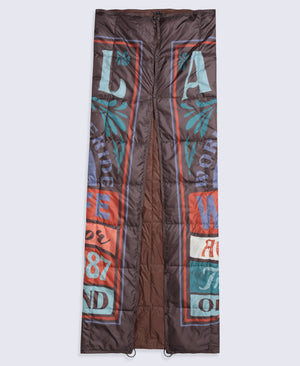 Printed Packaway Quilted Blanket - Dark Brown