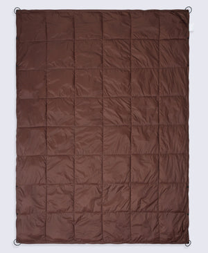 Printed Packaway Quilted Blanket - Dark Brown