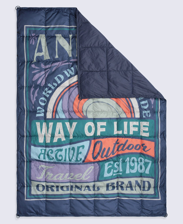 Printed Packaway Quilted Blanket - Dark Purple