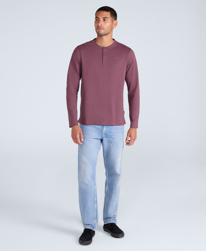 Noah Mens Henley Top - Dark Purple