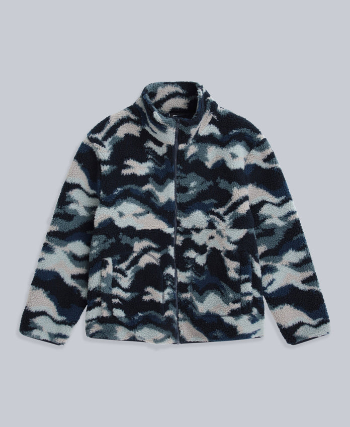 Hennie Mens Printed Borg Jacket - Blue