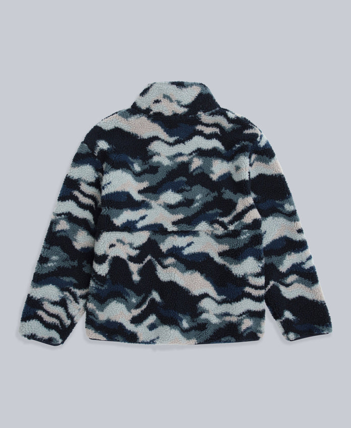 Hennie Mens Printed Borg Jacket - Blue