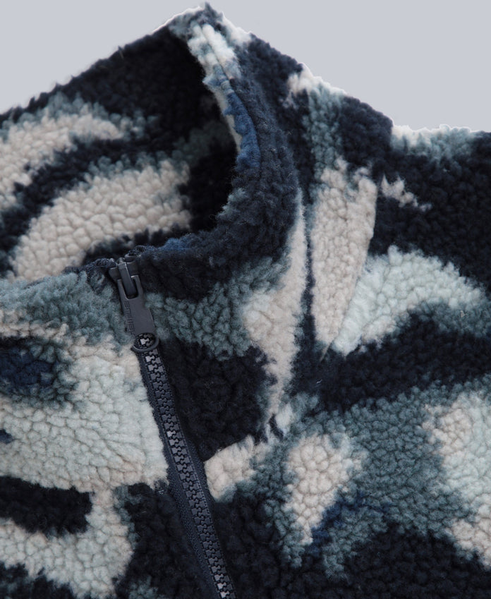 Hennie Mens Printed Borg Jacket - Blue