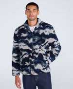 Hennie Mens Printed Borg Jacket - Blue