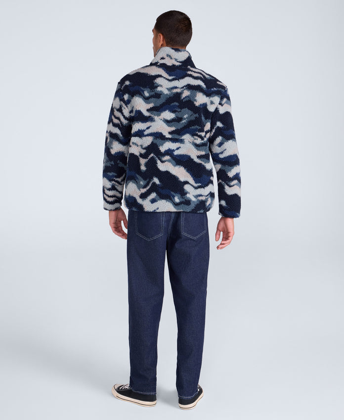 Hennie Mens Printed Borg Jacket - Blue