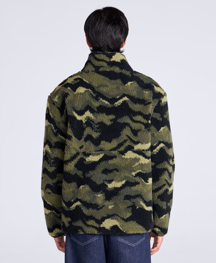 Hennie Mens Printed Borg Jacket - Dark Green