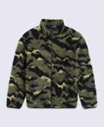 Hennie Mens Printed Borg Jacket - Dark Green