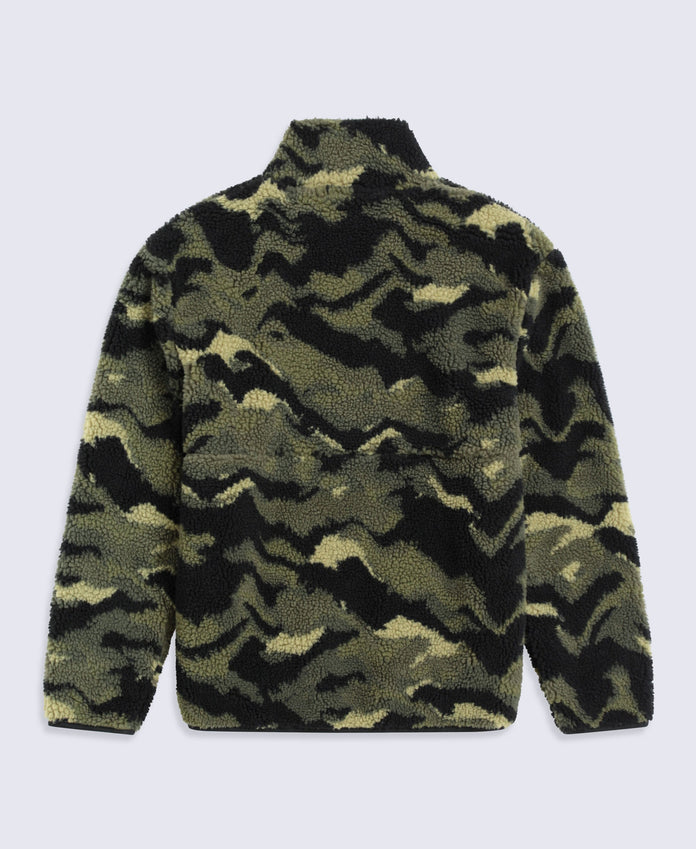 Hennie Mens Printed Borg Jacket - Dark Green