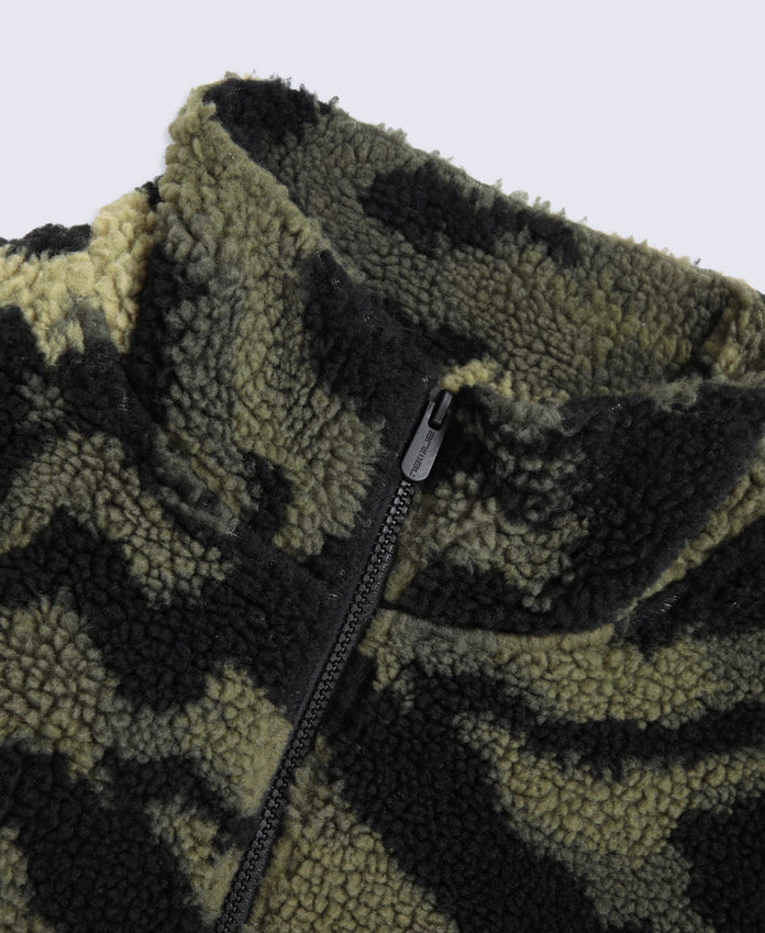 Hennie Mens Printed Borg Jacket - Dark Green