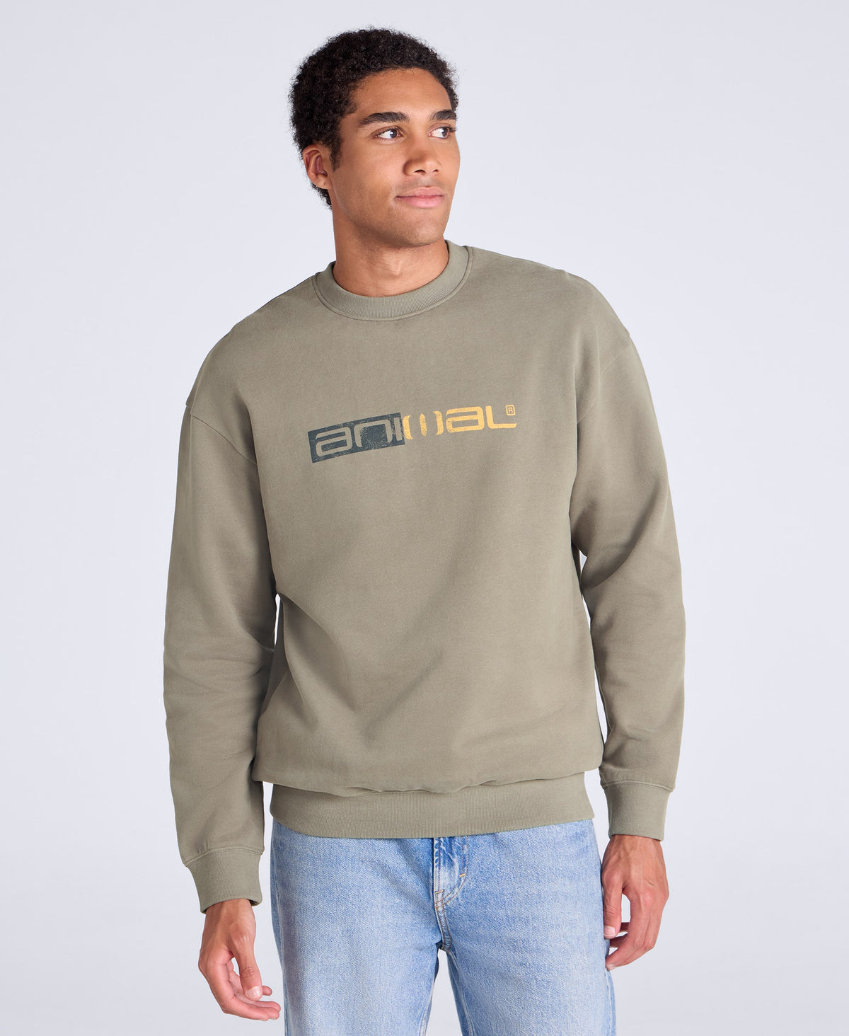 Jonah Mens Drop Shoulder Sweatshirt - Khaki