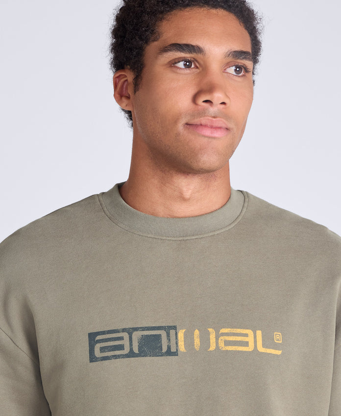 Jonah Mens Drop Shoulder Sweatshirt - Khaki