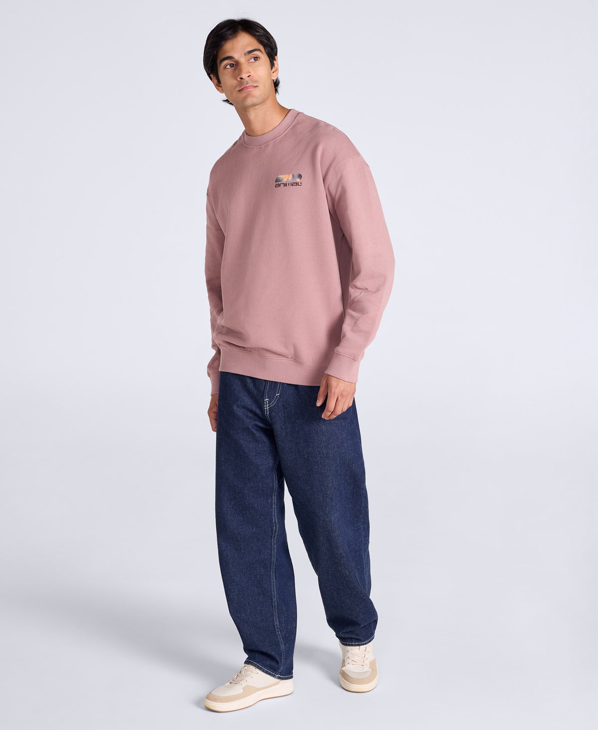 Jonah Mens Drop Shoulder Sweatshirt - Pink