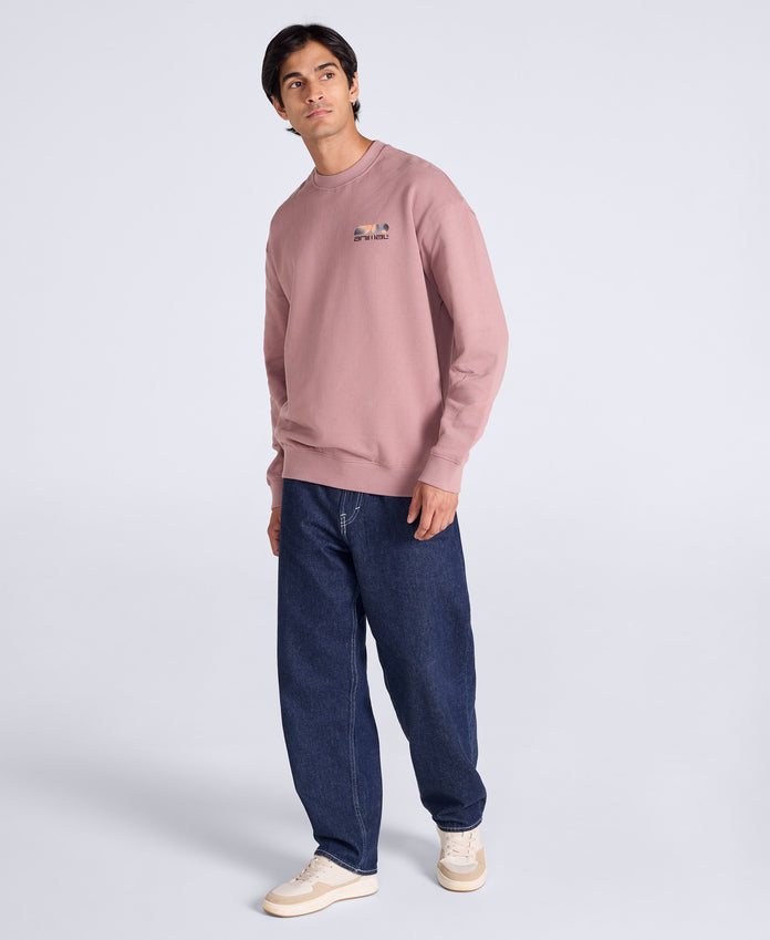 Jonah Mens Drop Shoulder Sweatshirt - Pink