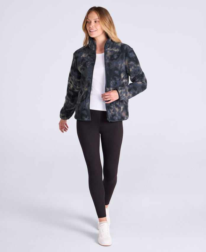 Hennie Womens Printed Borg Jacket - Blue