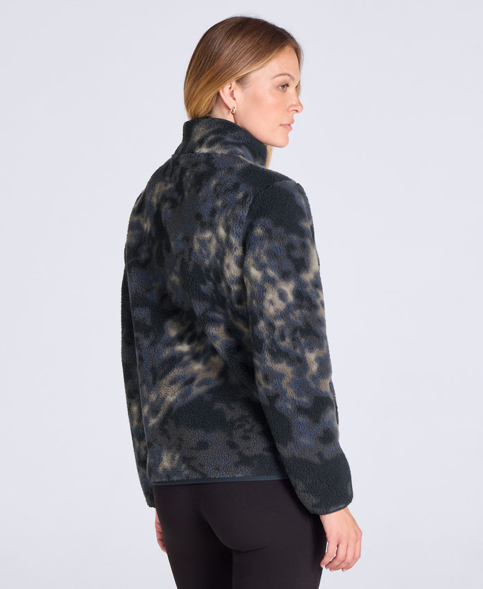 Hennie Womens Printed Borg Jacket - Blue
