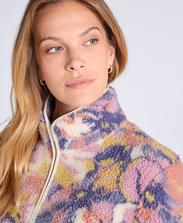 Hennie Womens Printed Borg Jacket - Pale Pink