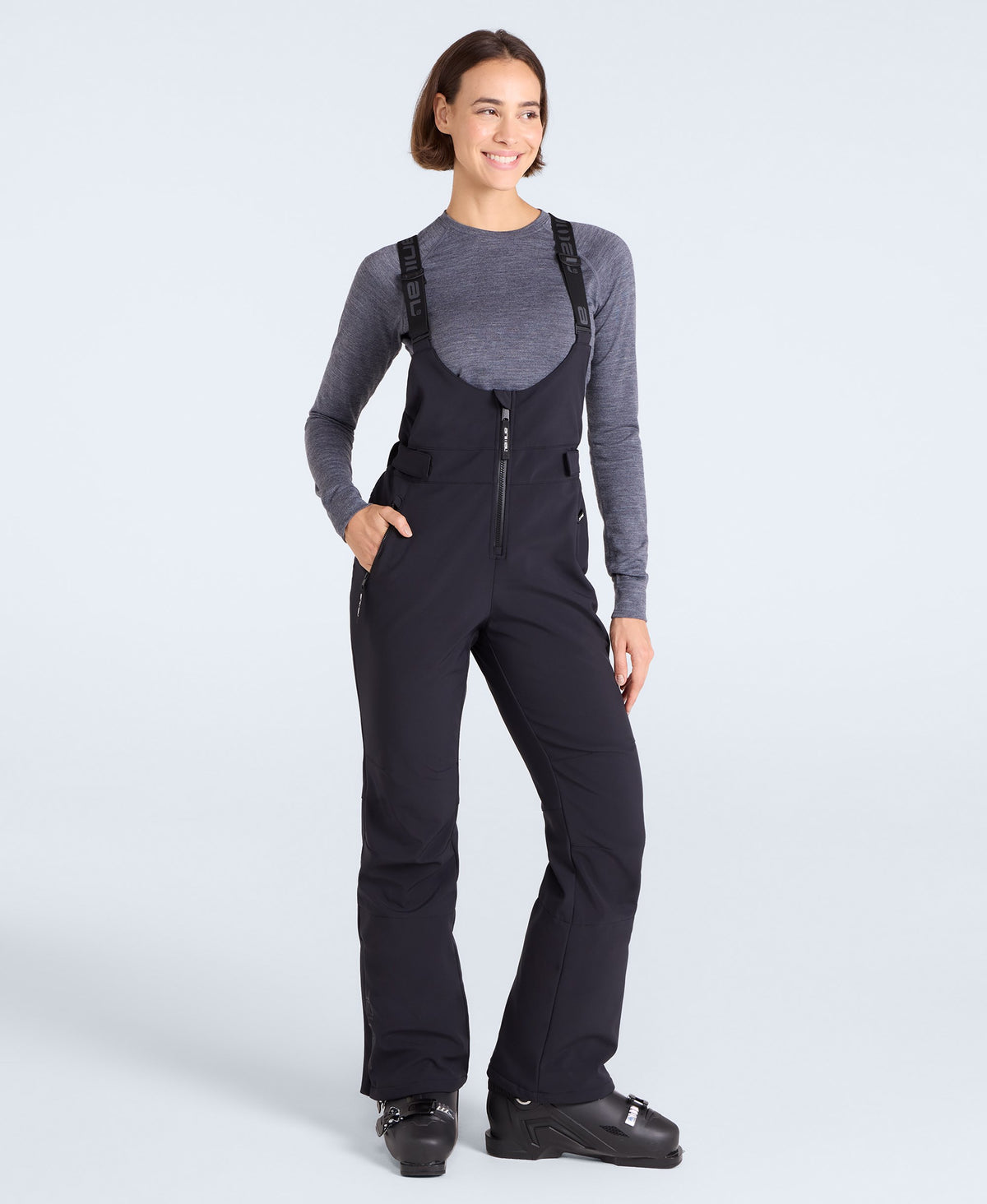 Powder Womens Bib Front Ski Pants - Black