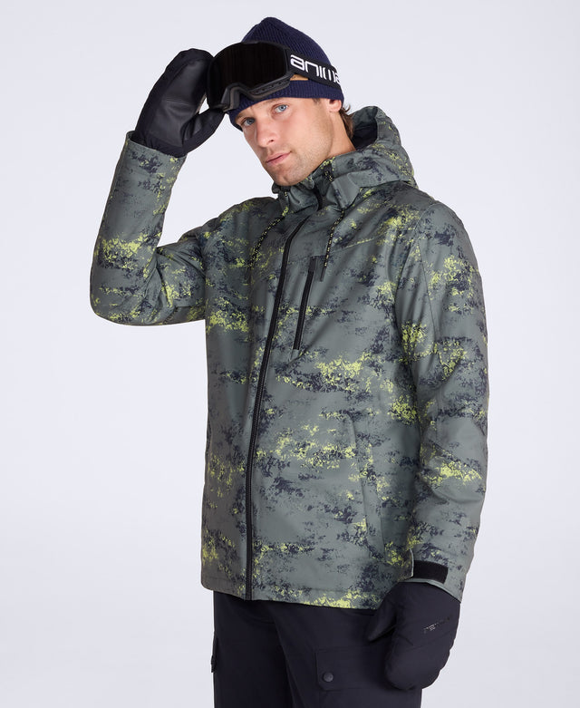 Laxx Mens Waterproof Printed Snow Jacket - Khaki