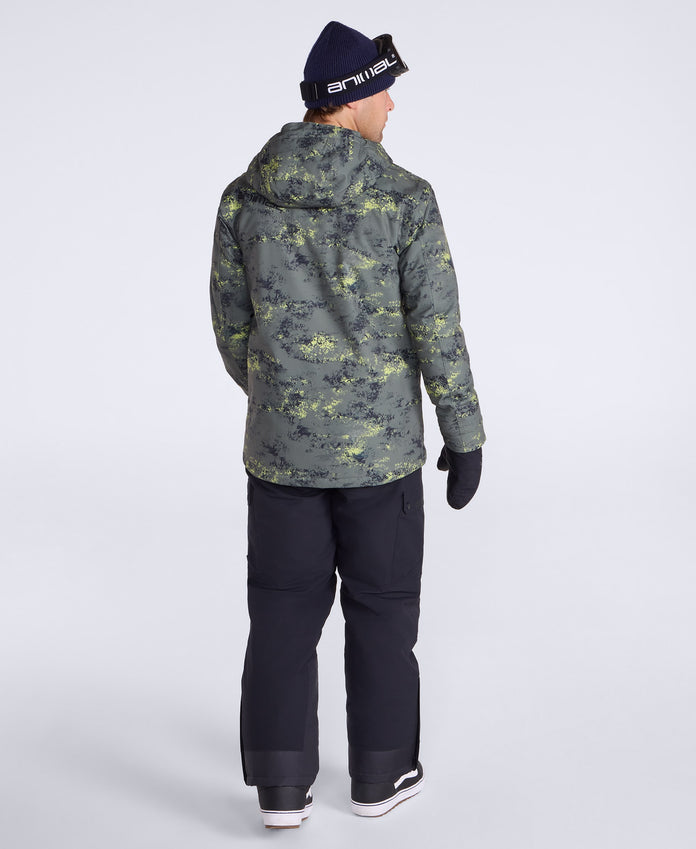 Laxx Mens Waterproof Printed Snow Jacket - Khaki