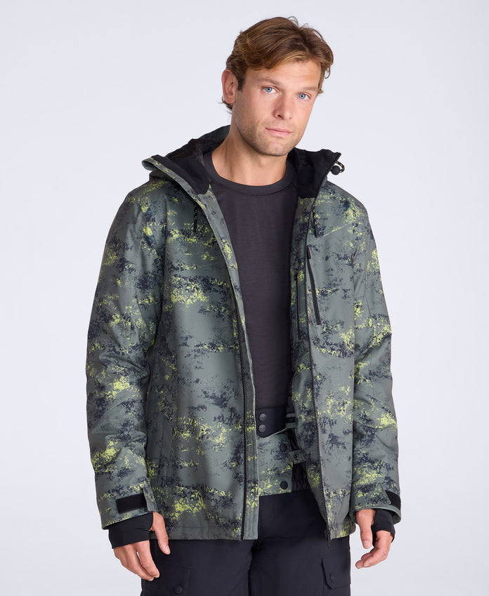 Laxx Mens Waterproof Printed Snow Jacket - Khaki