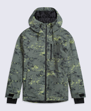 Laxx Mens Waterproof Printed Snow Jacket - Khaki