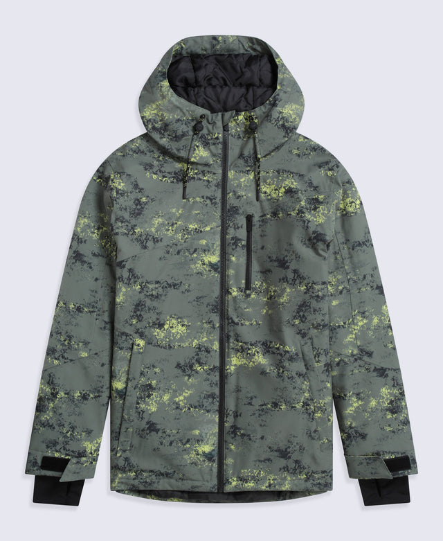 Laxx Mens Waterproof Printed Snow Jacket - Khaki