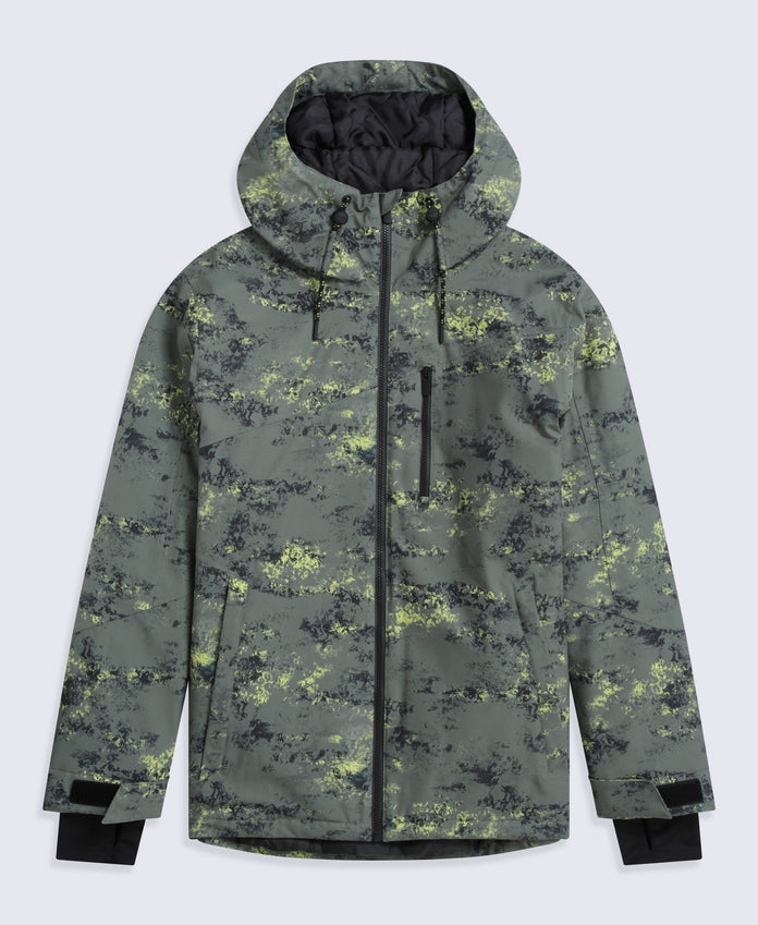 Laxx Mens Waterproof Printed Snow Jacket - Khaki