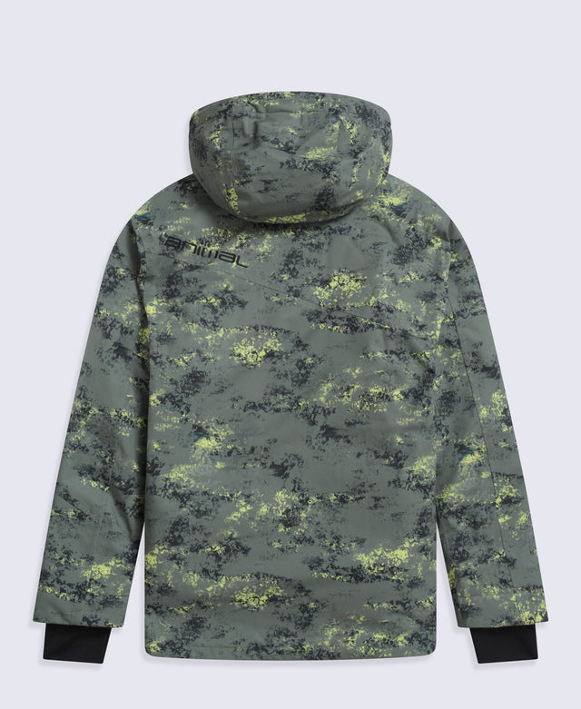 Laxx Mens Waterproof Printed Snow Jacket - Khaki
