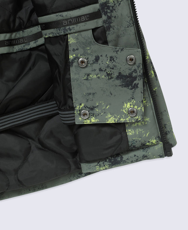 Laxx Mens Waterproof Printed Snow Jacket - Khaki