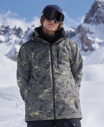Laxx Mens Waterproof Printed Snow Jacket - Khaki