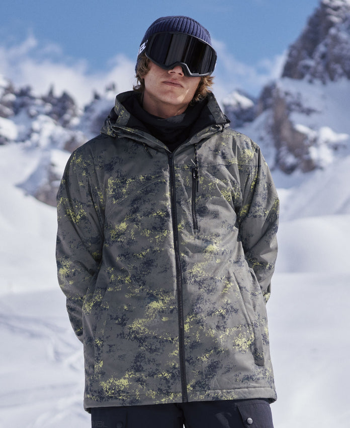 Laxx Mens Waterproof Printed Snow Jacket - Khaki